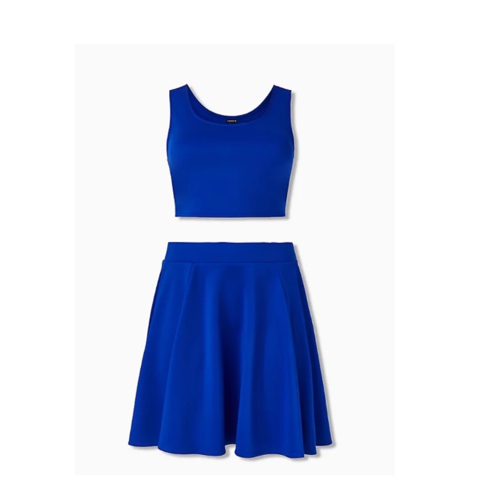 NWT! Torrid Electric Blue Scuba Skirt and Crop Top